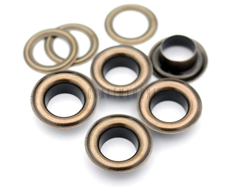 CRAFTMEmore 3/8" (10MM) Hole 100 Sets Grommets Eyelets with Washers for Clothes, Leather, Canvas (Antique Brass) - Image 4